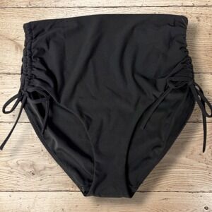 CALIA Womens High‎ Rise Ruched Side Swim Bottoms NWT - Size S - Black